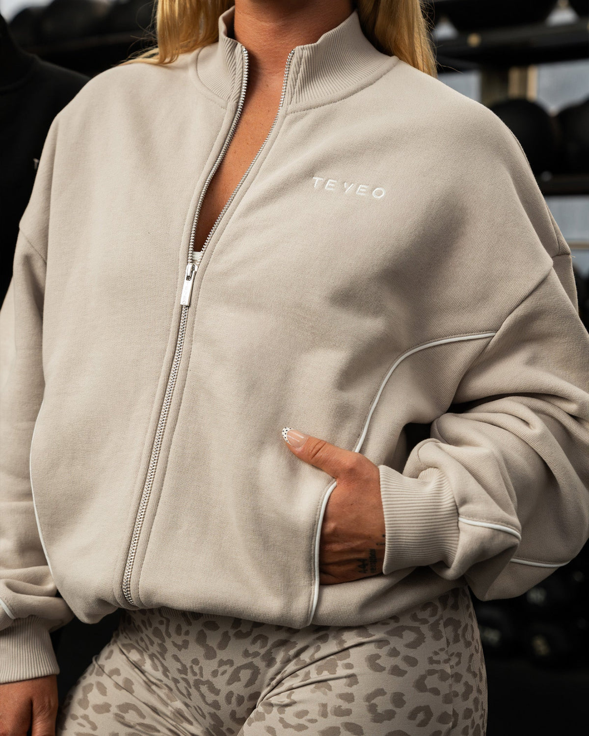 Sweat-shirt zippé Contrastline « Cream »
