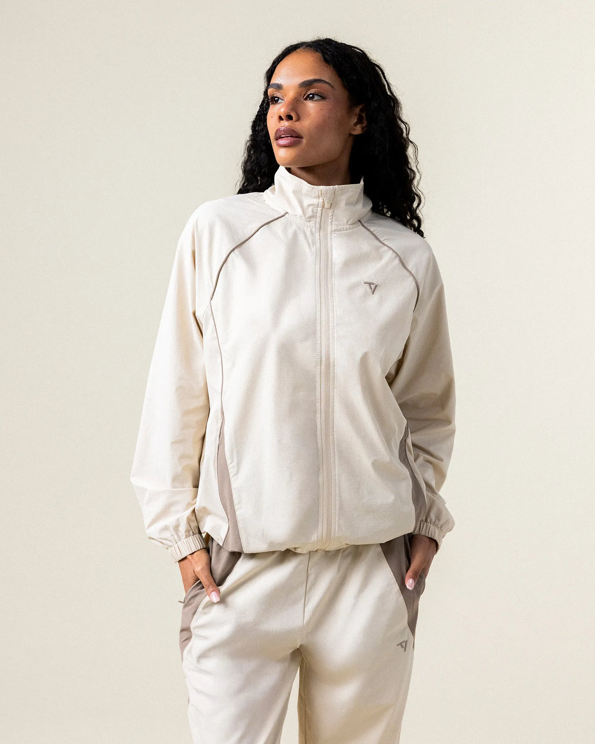 Veste de sport zippée Track « blanc cassé »