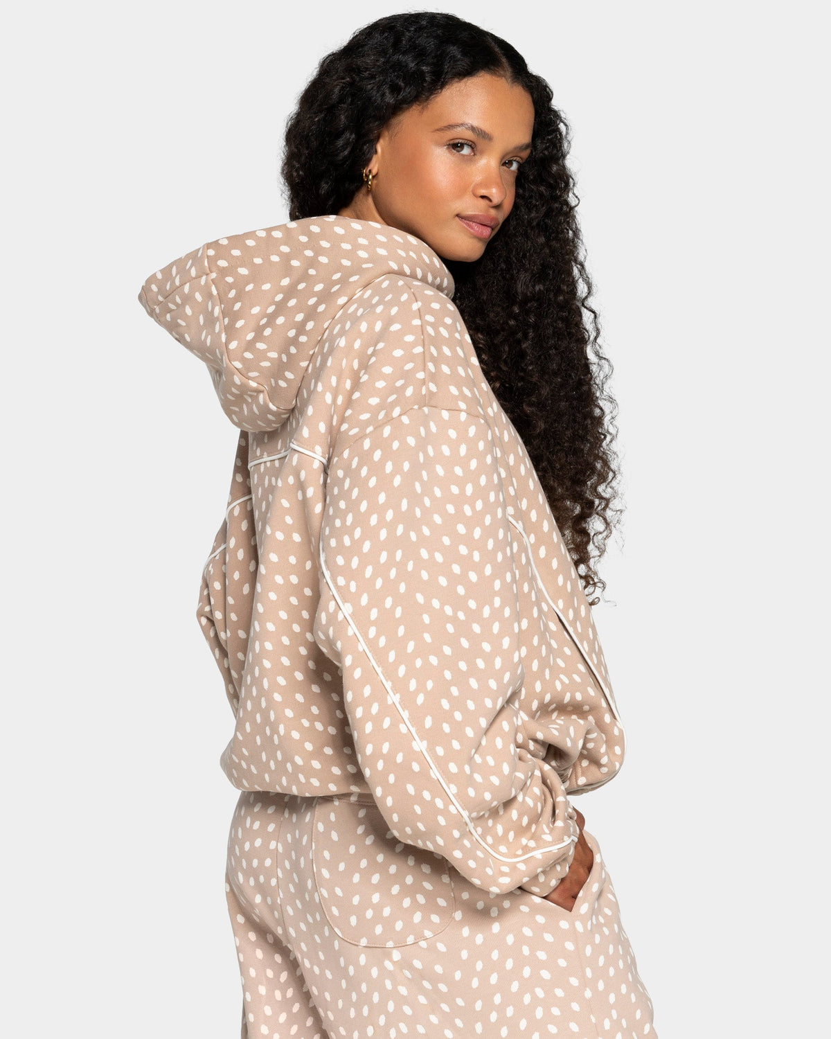 Contrastline Hooded Sweater "Bambidots Chestnut"