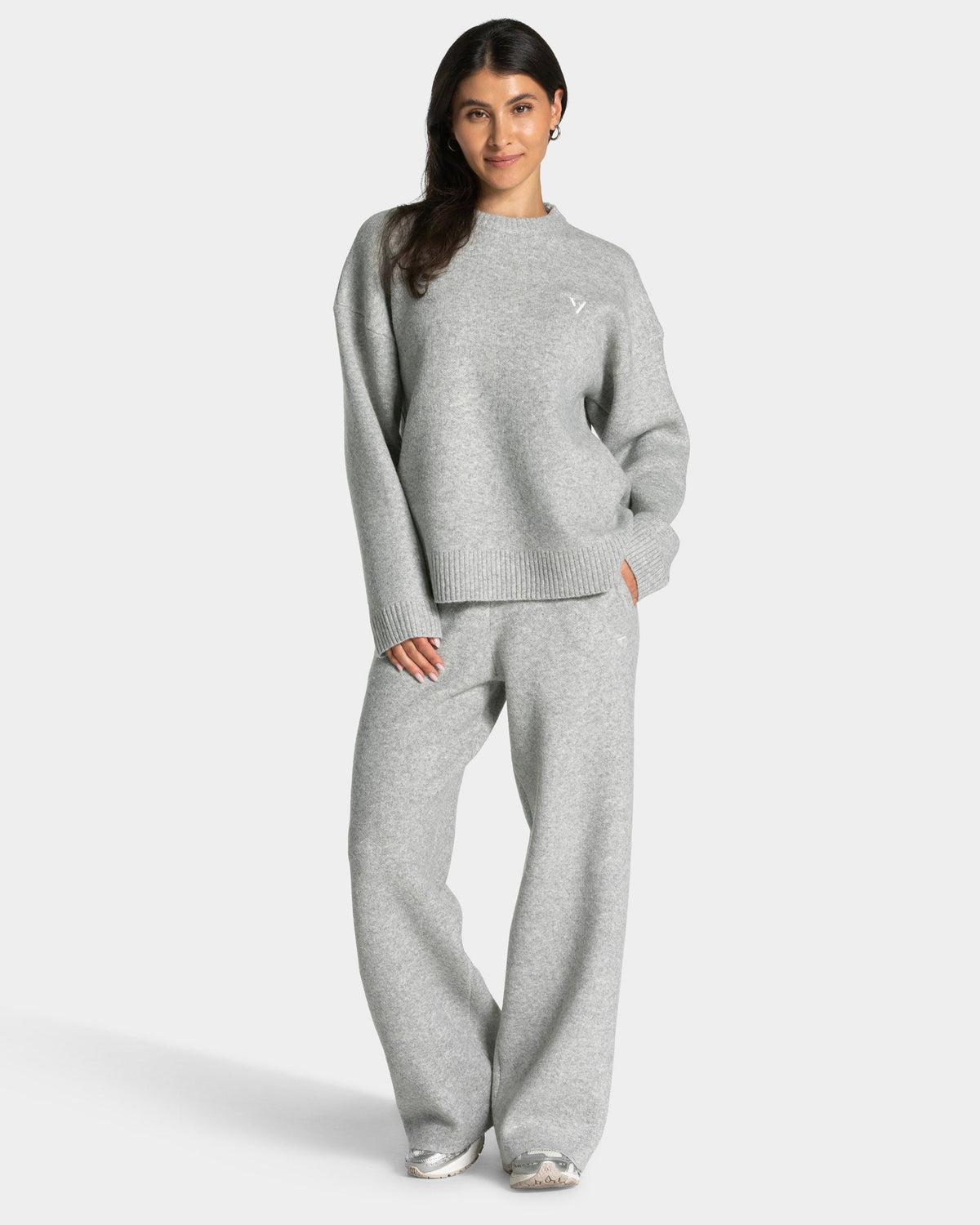 Pantalon jambe droite Knit « Gris chiné »