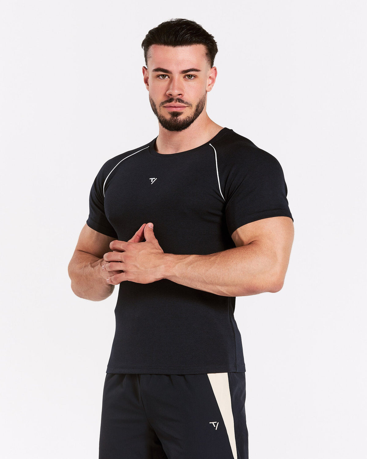 T-shirt côtelé à passepoil Track « Midnight »