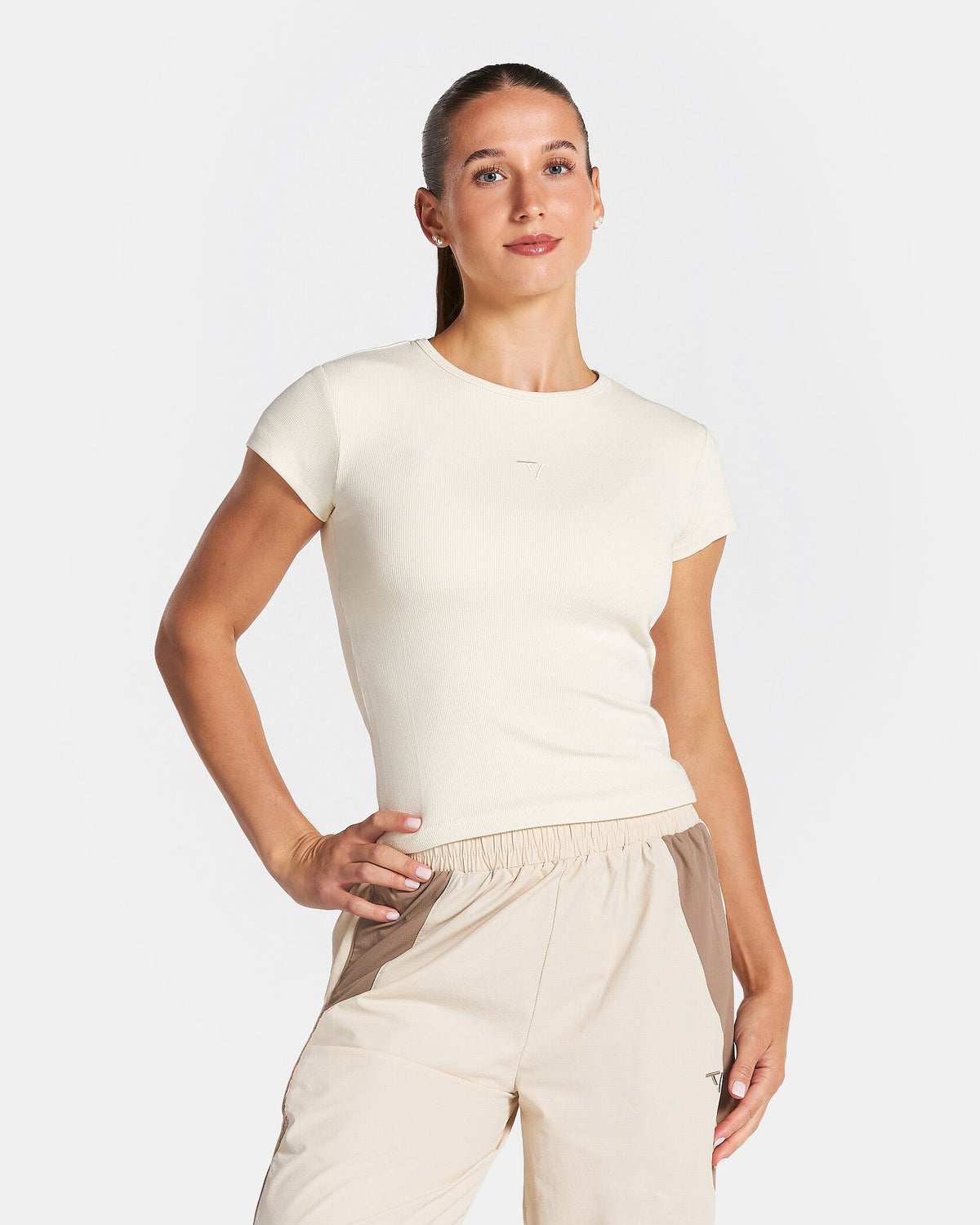 T-shirt côtelé Track « blanc cassé »