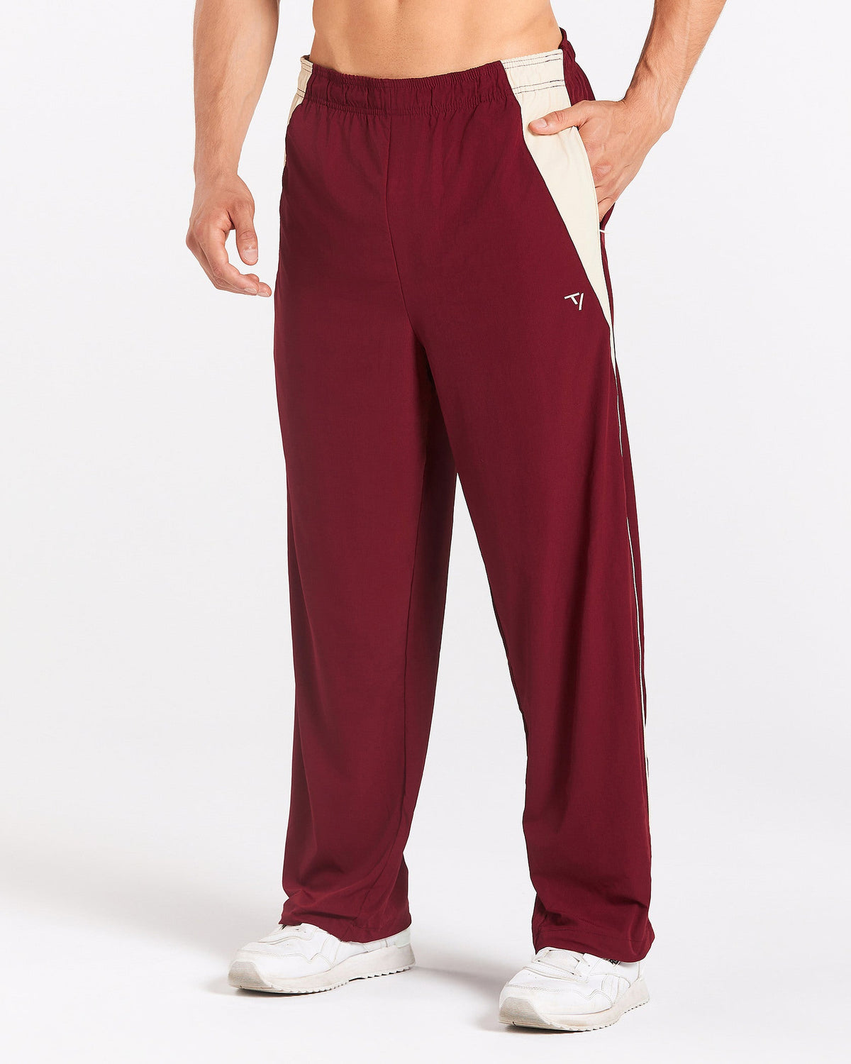 Pantalon à jambe droite Track « bordeaux »